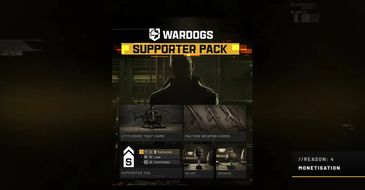 Wardogs' supporter pack includes a handful of cosmetics but nothing over-the-top
