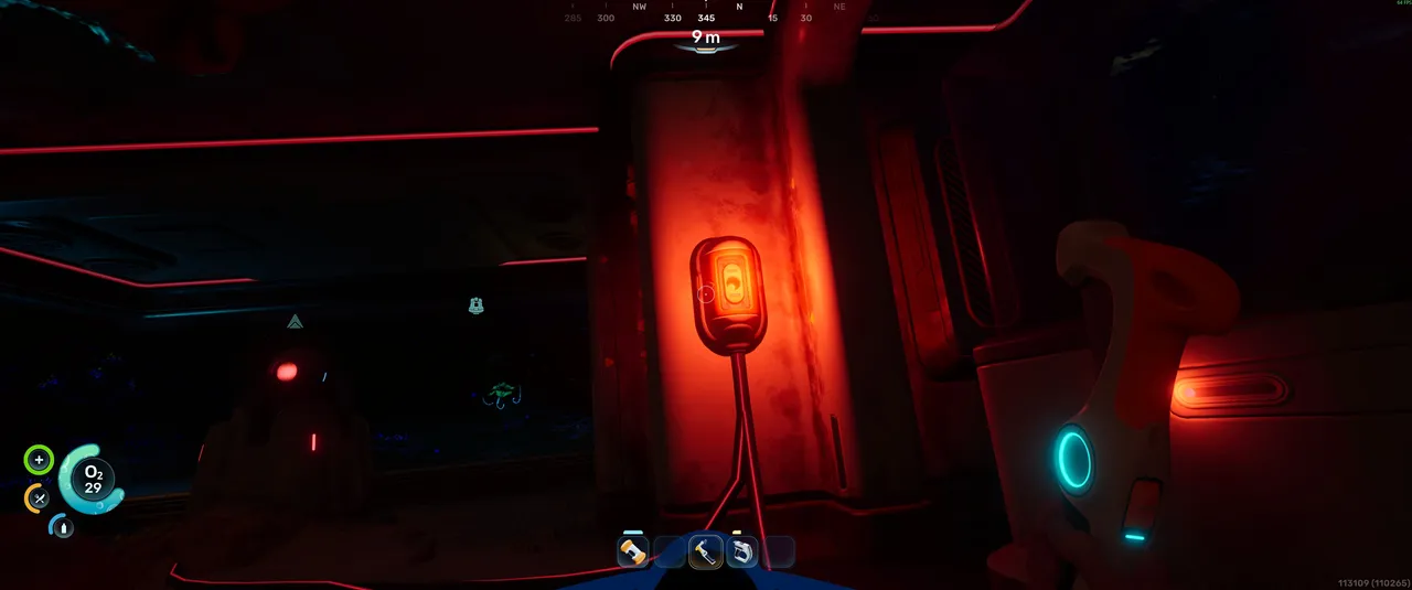 This is the power slot. Insert your basic battery here to restore power to the building. The orange glow makes it easy to spot once you are inside.