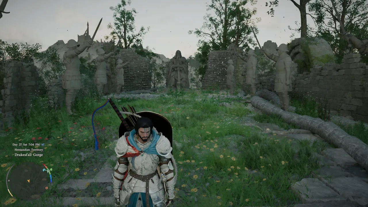 With the sequence active, all soldier statues raise their swords, and the monarch faces the courtyard. From here, the only way forward is patience