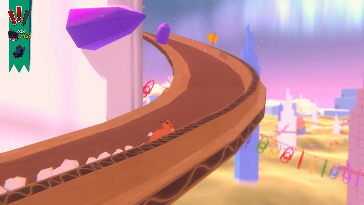 Bubsy blasts through level on foot, or in the shape of a hairball.
