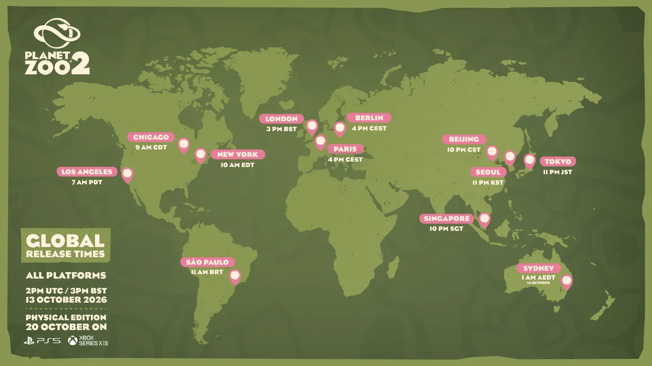 Planet Zoo 2 global release times