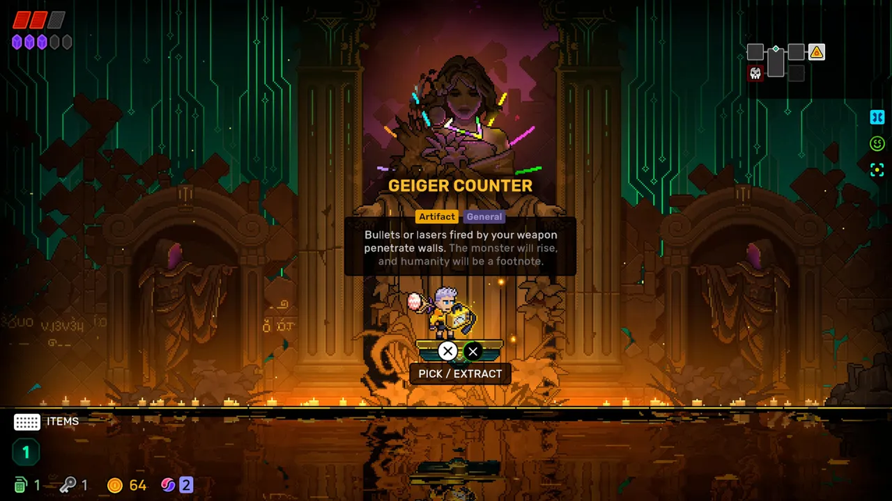 The gameplay in Neon Abyss 2 is very versatile, with so many things to buy, win, and customise.