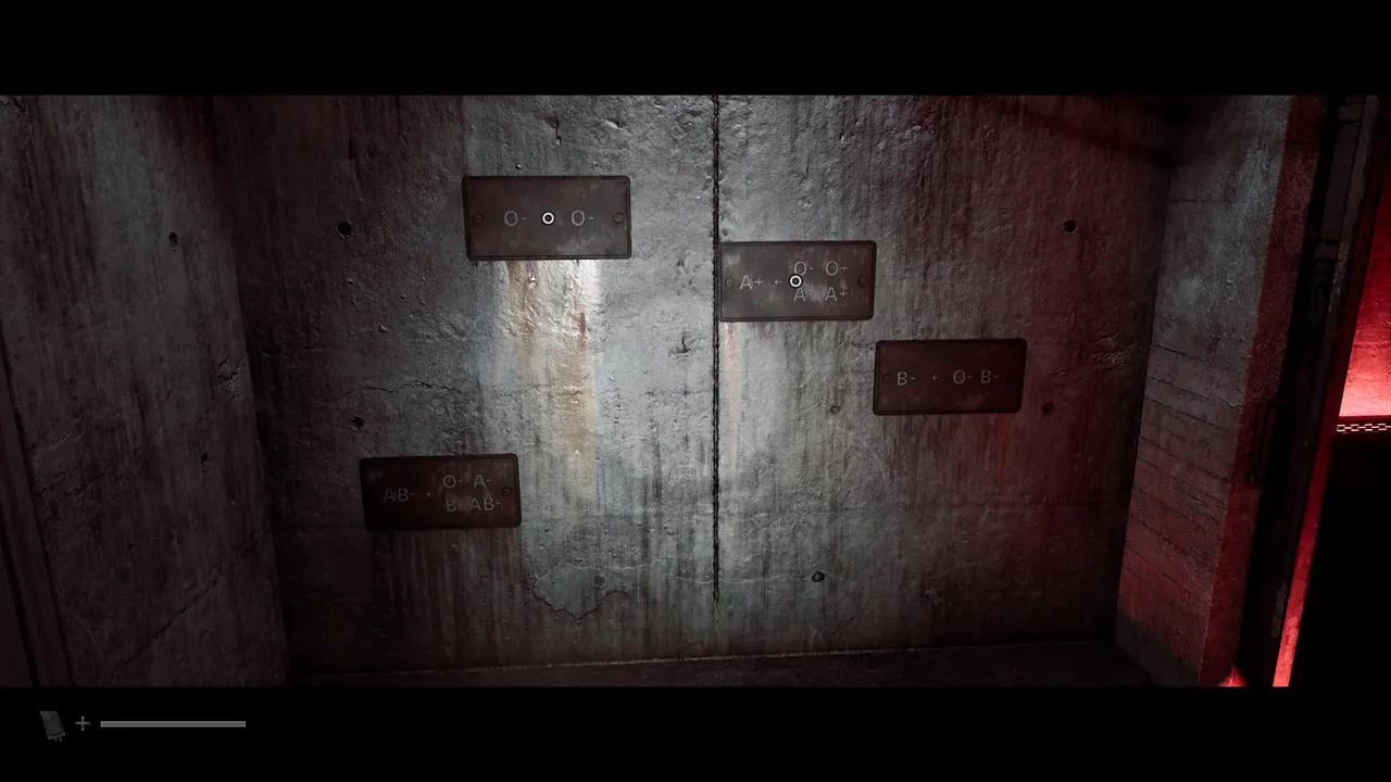Eight plates on the walls next to the main machine show no more than real-life blood type compatibility.