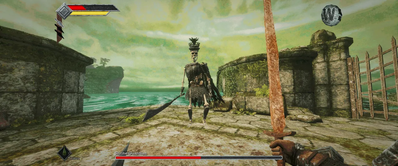 Not the toughest boss on paper, but with starter gear, he will humble you more than once.