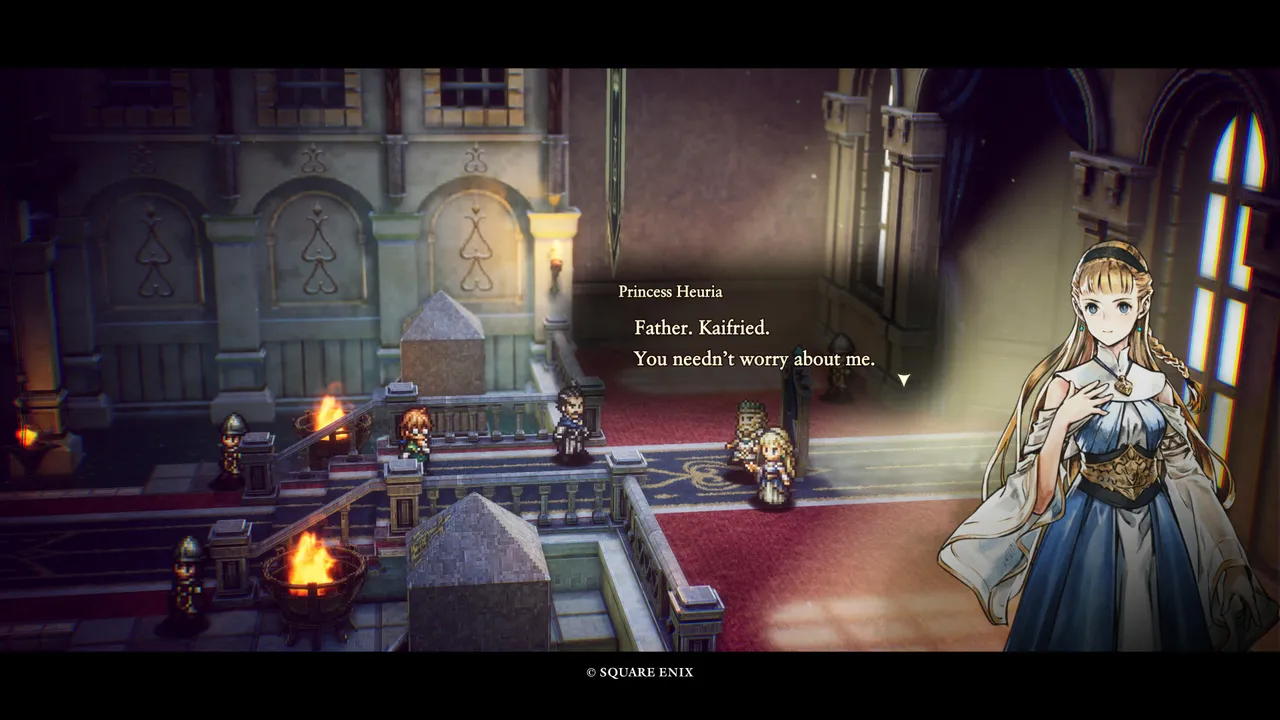 Princess Heuria's storyline weaves court politics and quiet vulnerability into the Age of Safekeeping, giving Huther's throne room far more weight than a typical opening chapter.