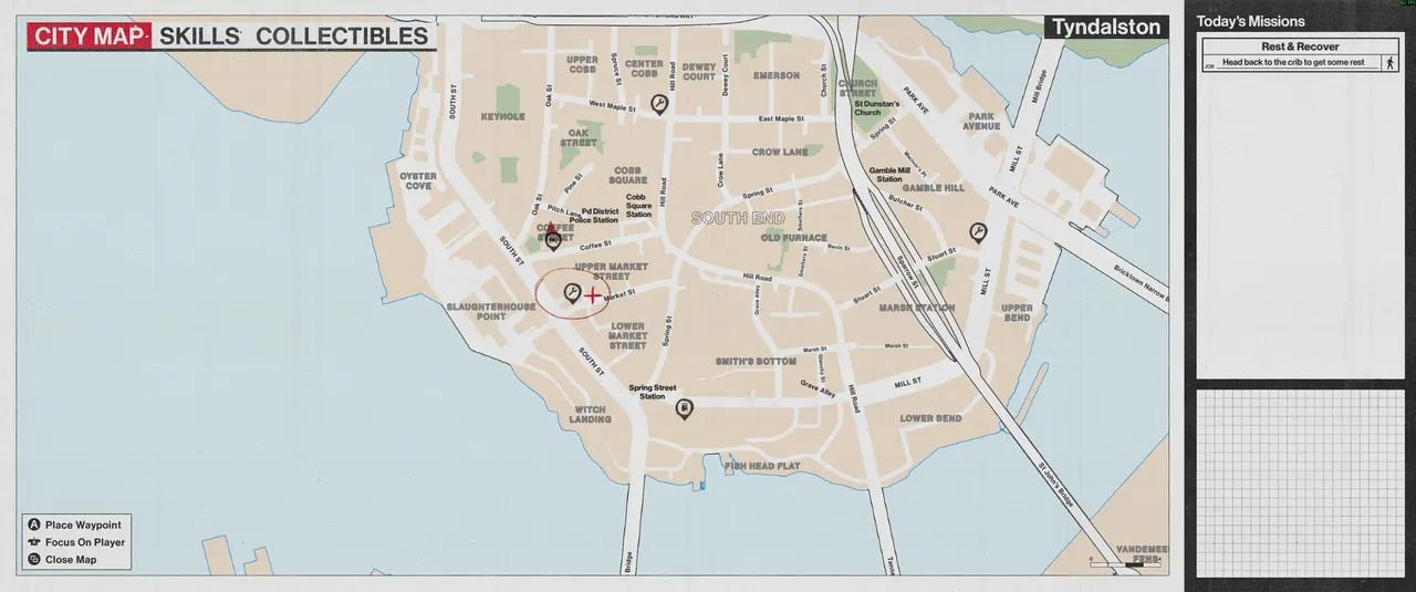 he wrench icon on the city map marks the mechanic's location. It sits in the South End area, near Upper Market Street. Set it as your waypoint and head there directly
