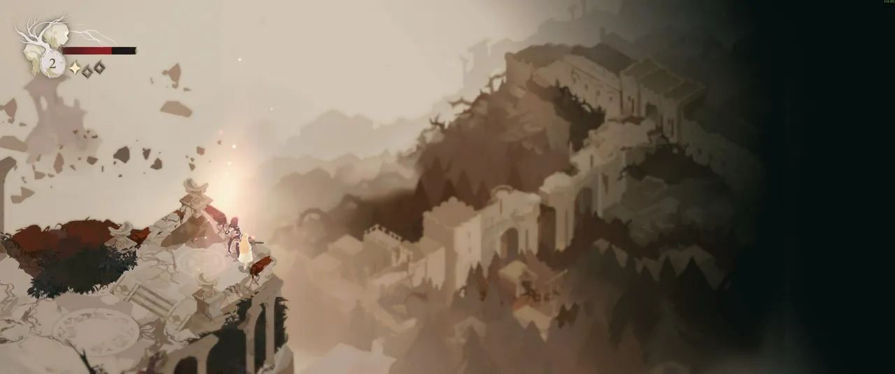 Ave and Lune overlooking the ruined city