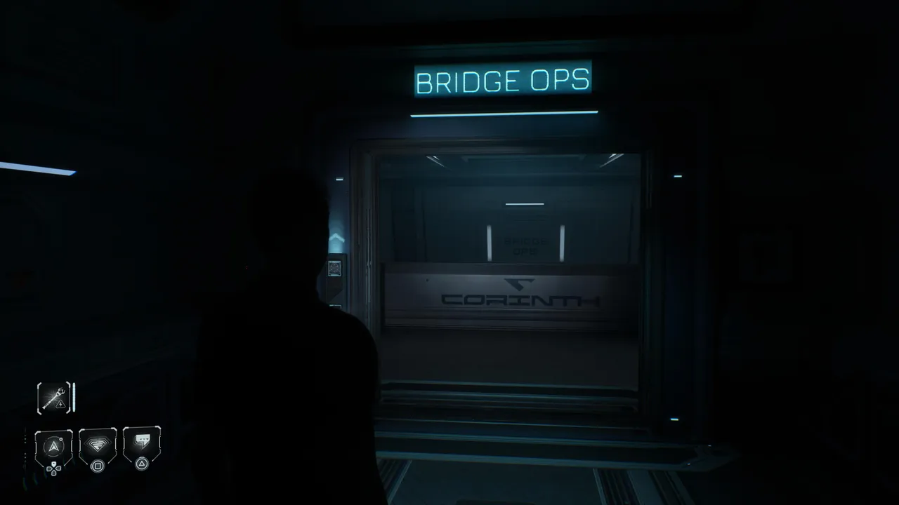 Bridge Ops is clearly signed. Head up the stairs inside to find the terminal. The cockpit where the hint is hidden connects back through the hallway beside it.