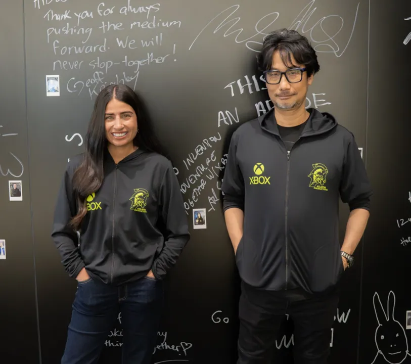 Asha Sharma signed the iconic wall at Kojima Productions. Her message was "To invention and adventure together with Xbox"