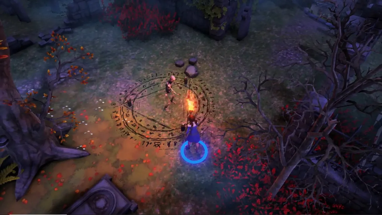Performing a dark ritual in the dead of night — moments like this are where The Necromancer's Tale earns its atmosphere completely.