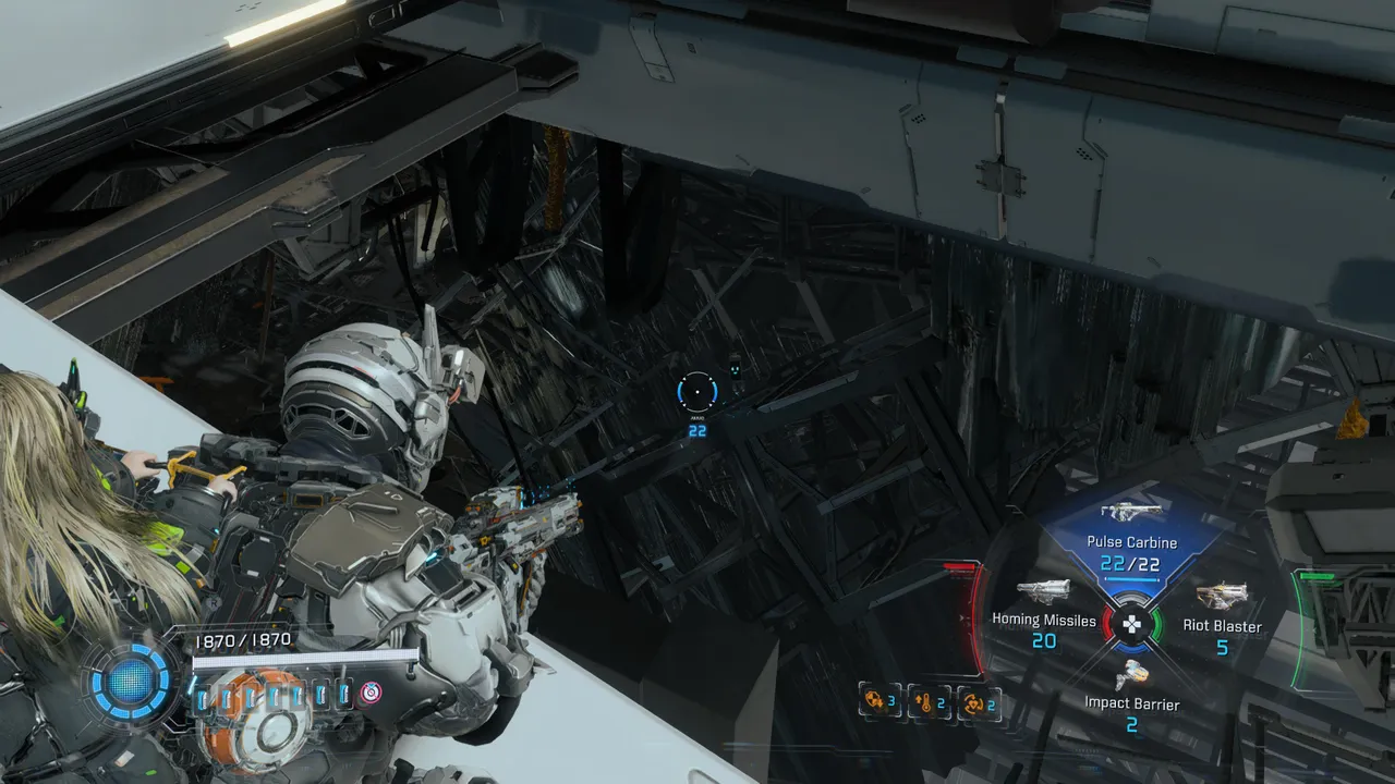 Look into the floor opening to the right of the box. The Mini Cabin is down in the rubble. The opening is easy to step over without noticing if you are already thinking about the jump back.
