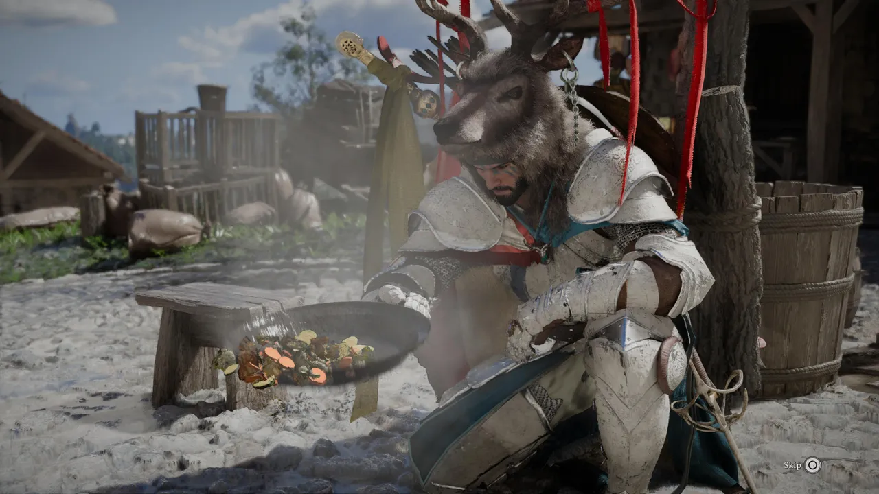 Even a warrior needs to eat — cooking is one of many life skills Kliff can master.