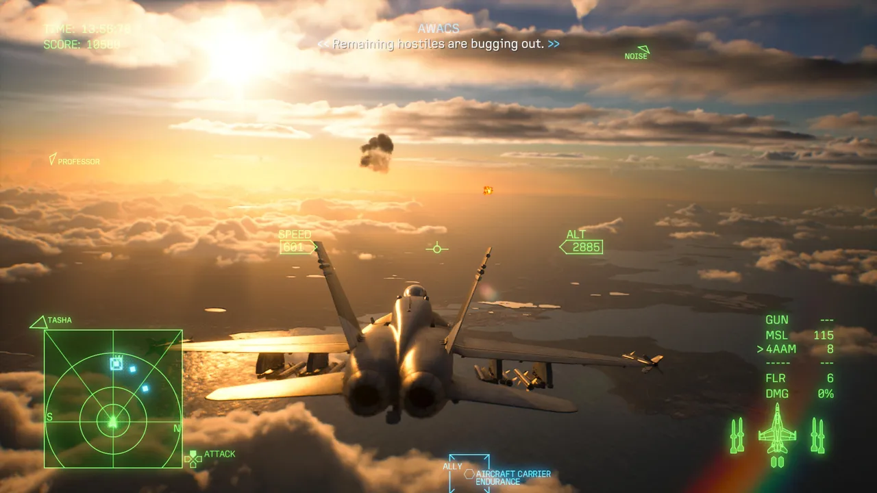 Look how stunning the sunset looks in Ace Combat 8: Wings of Theve.