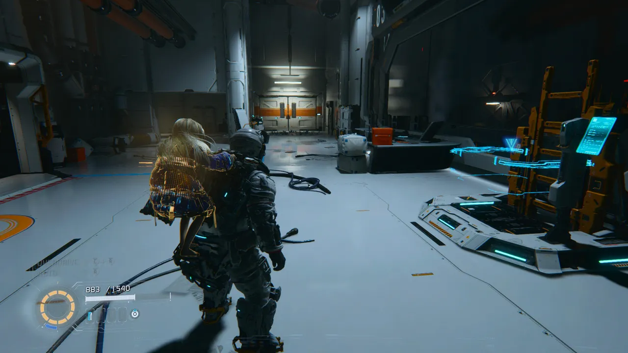 This is the double door to the left of the escape hatch. Going through it takes you to the Test Site Entrance, the starting point for the detour that leads back into the facility from above.