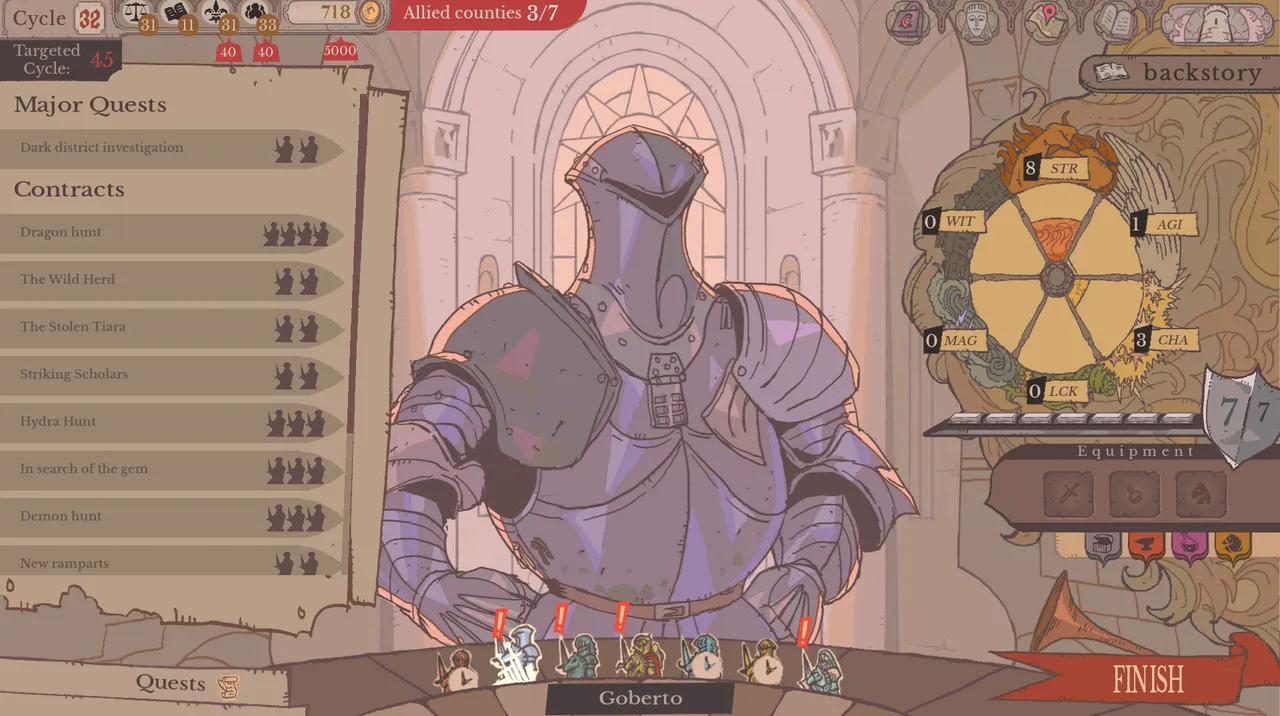 Your knights are your bread and butter, always ready to go on quests in the kingdom.