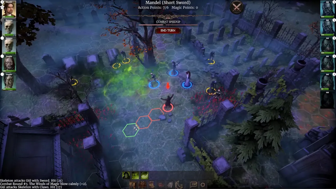 Combat in the graveyard.