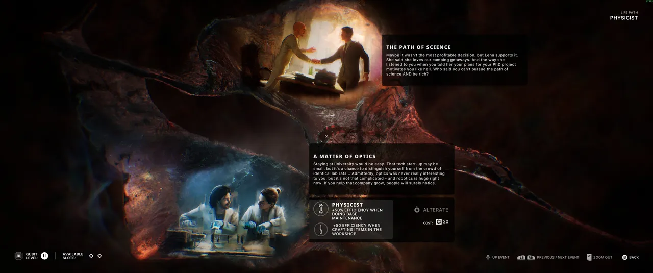 The Alters' creation mechanic, based on the key points in Jan's life as a scientist, is used in the DLC as well.