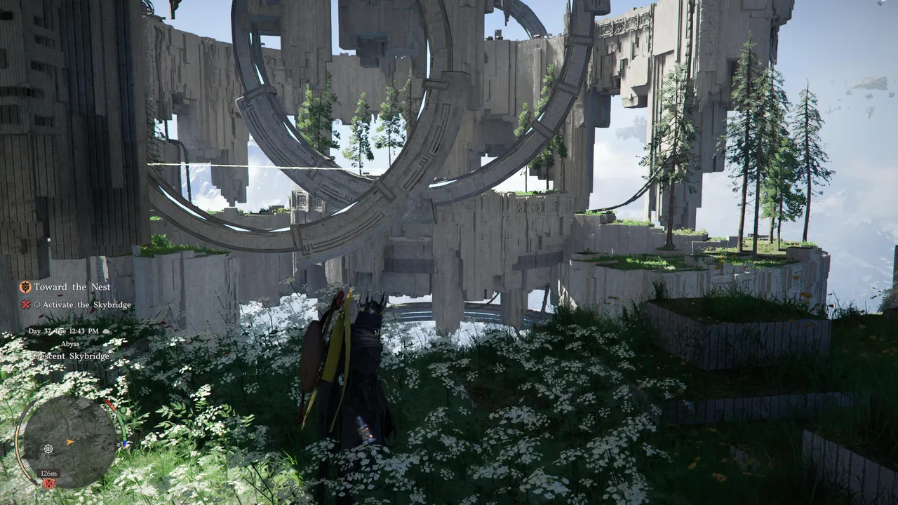 The Crescent Skybridge in the Abyss — nature and ancient architecture in impossible harmony