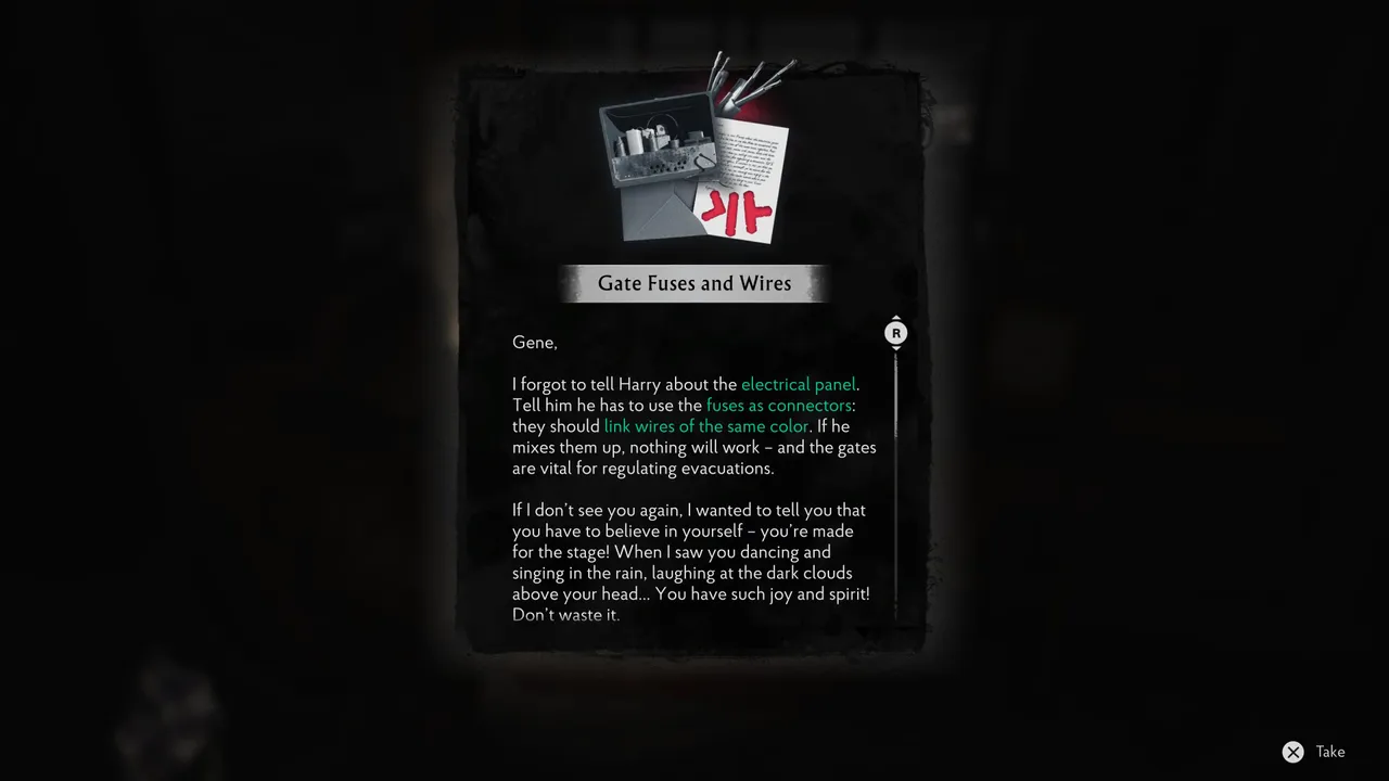 The clue found next to the fuse box explains the puzzle thoroughly; just read it carefully.