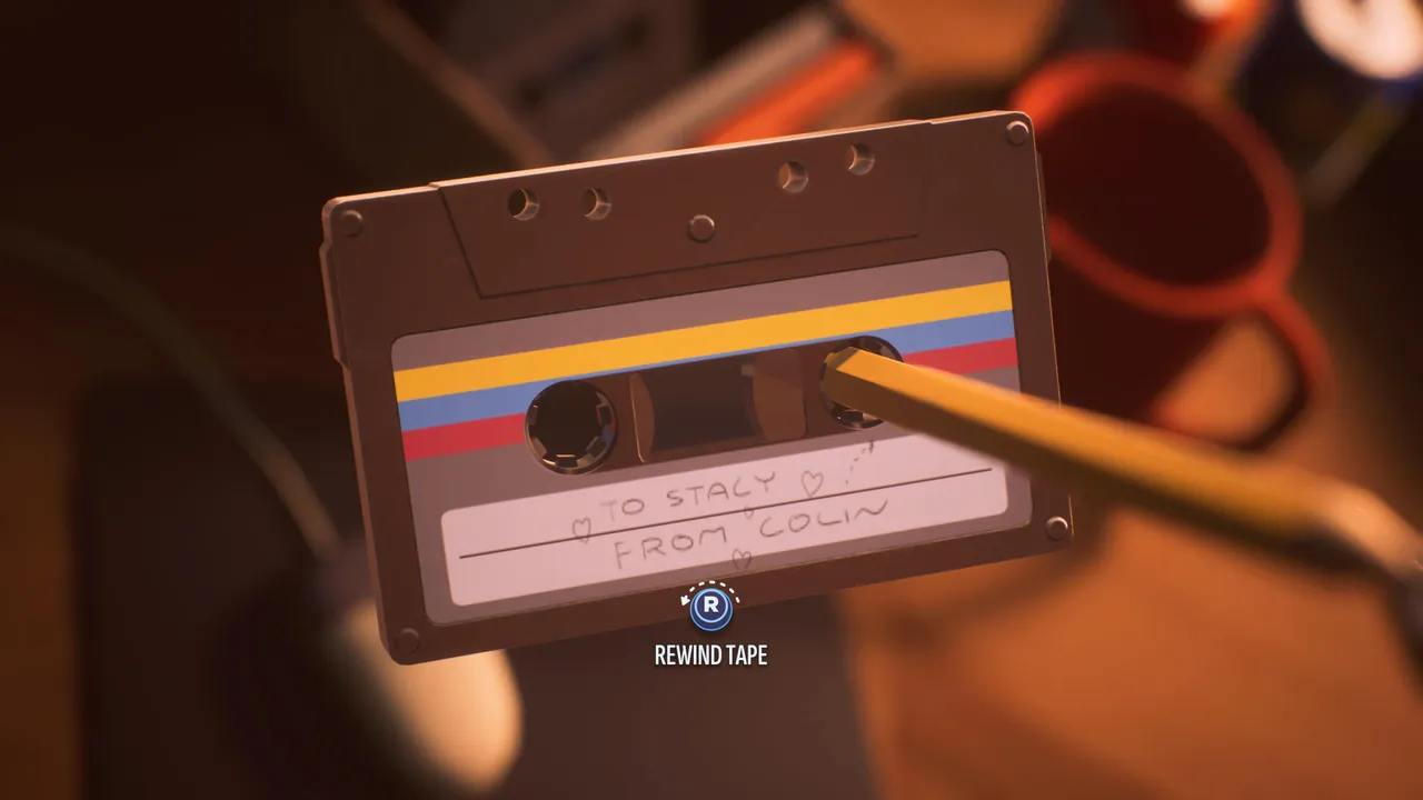 The mixtape that started it all. A cassette from Colin to Stacey, rewound with a pencil the old-fashioned way, is as perfect a piece of scene-setting as any game has managed in years.