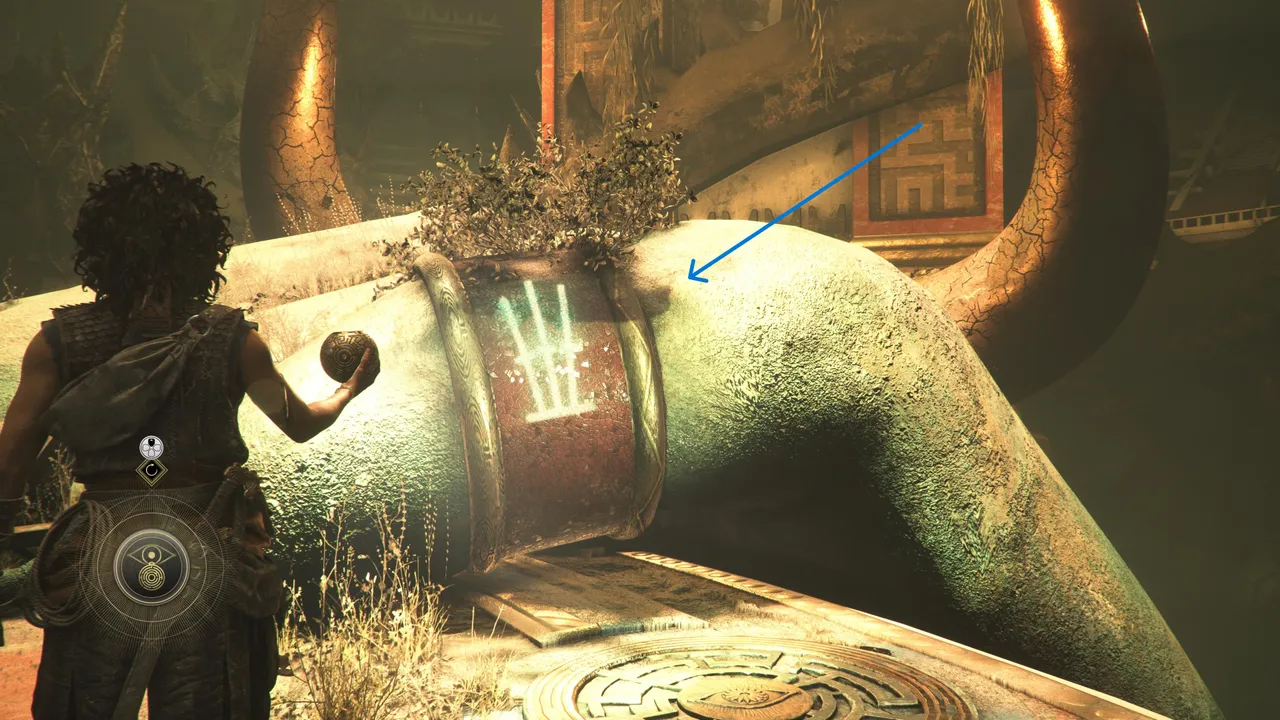 The rings on the bull's fingers reveal the last two symbols of the puzzle.