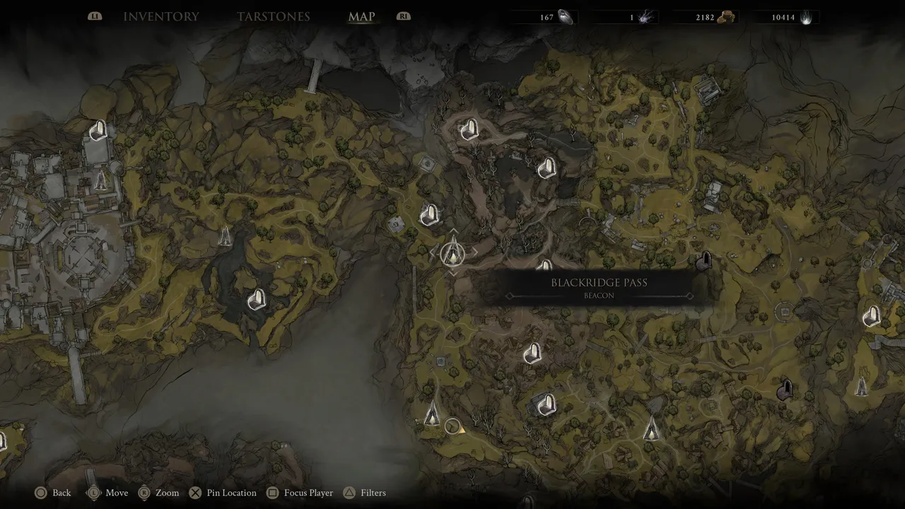 Blackridge is located directly to the north of Widow's Overlook. Activate this beacon to be able to easily explore the area.