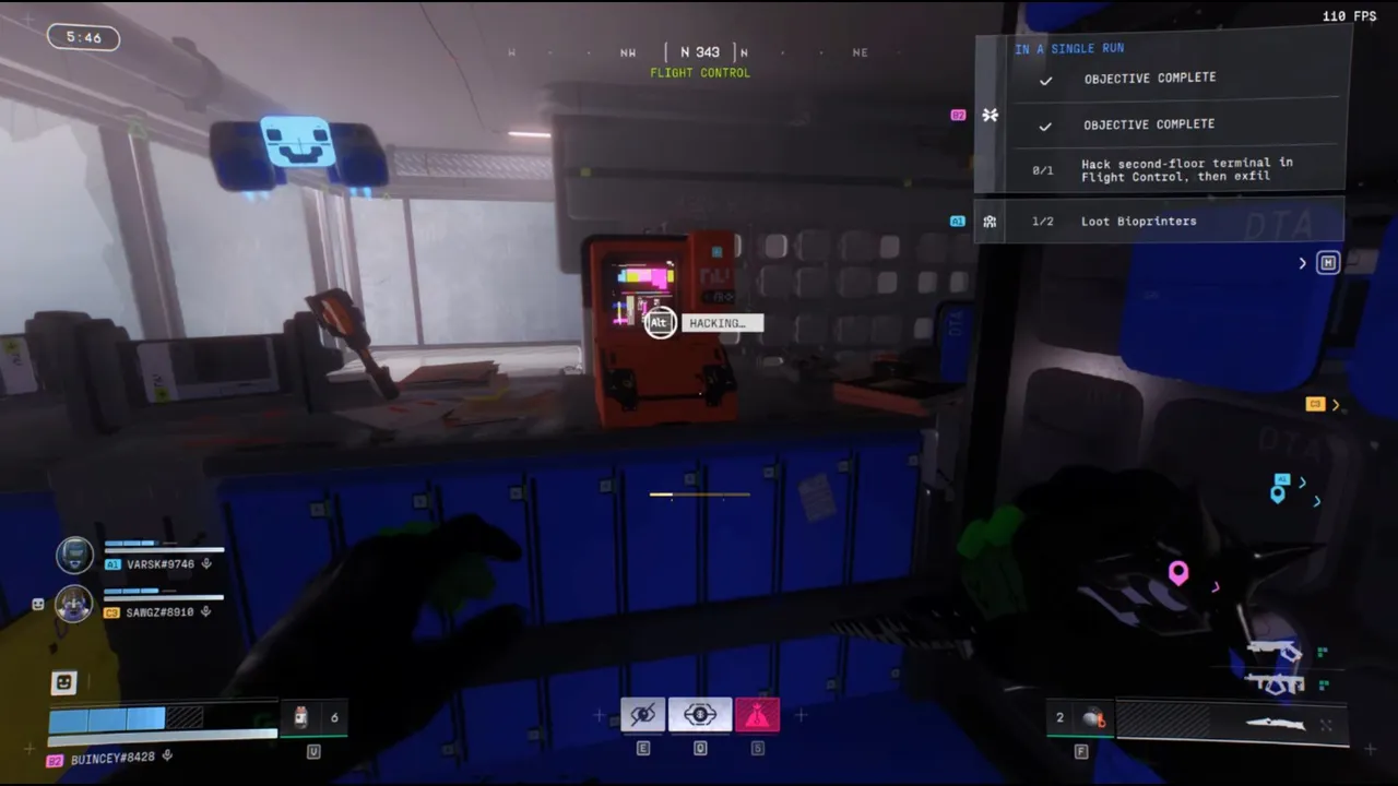 Hack the terminal in Flight Control and then exfil to complete the contract.