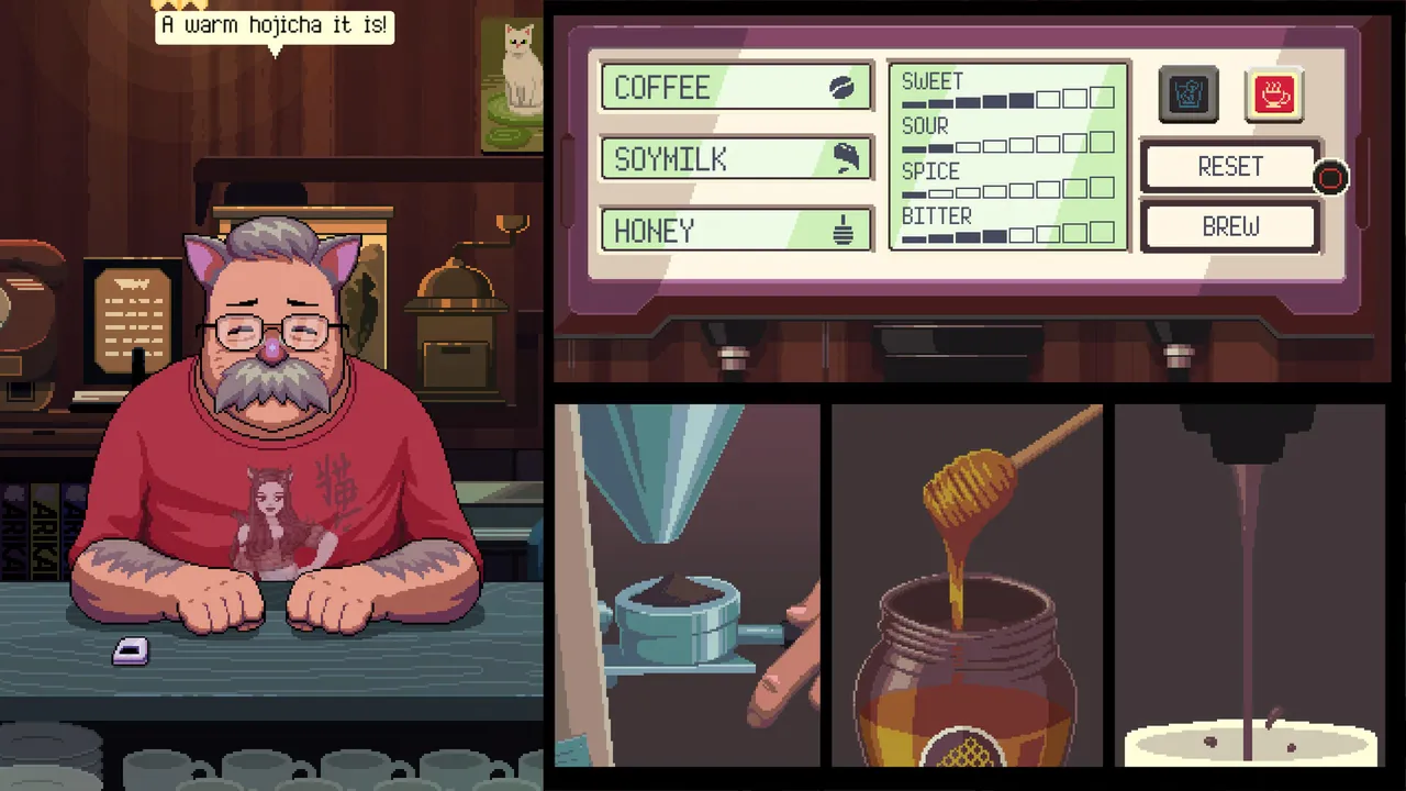 The game gives you a little sequence of how the drink is made.