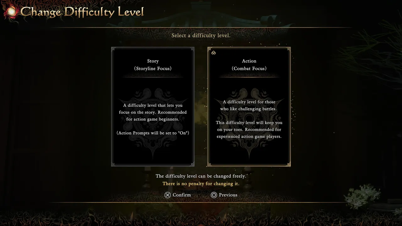 At the start of the game, you'll be able to choose between the 'Story' or 'Action' difficulty.