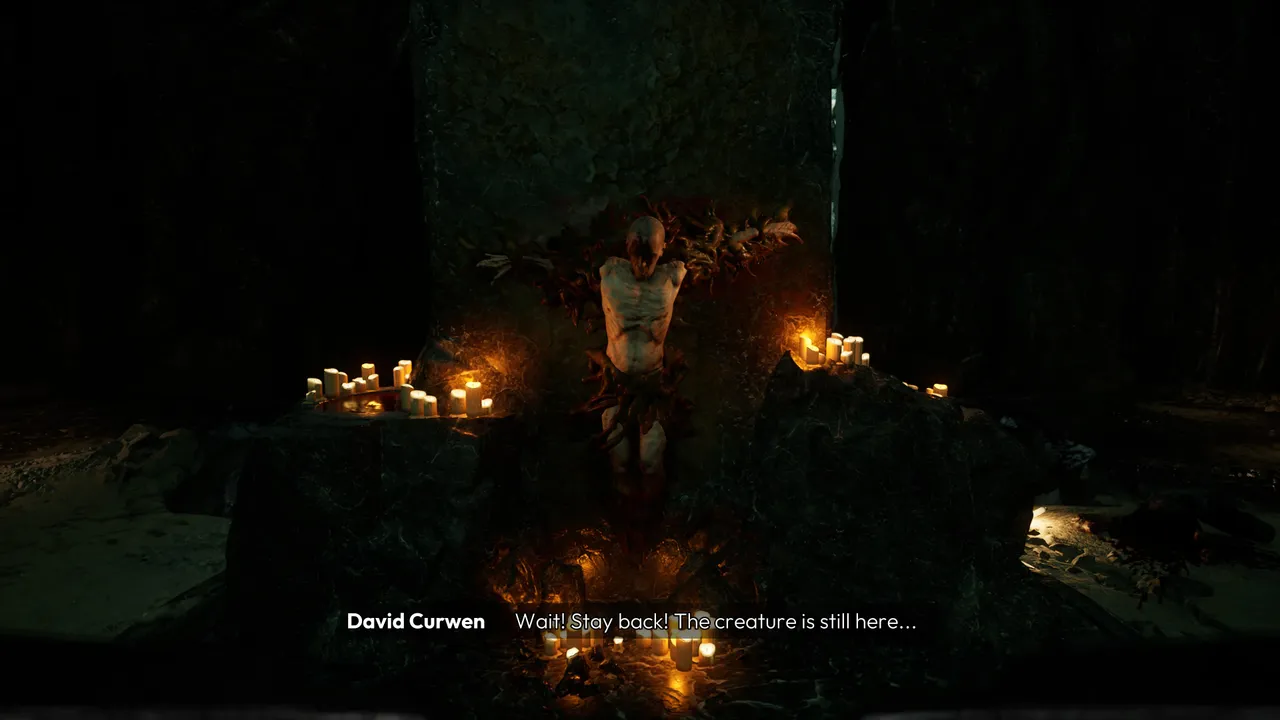 A cult ritual scene deep in the ocean depths. Moments like this hint at the horror the game aspires to but rarely achieves.