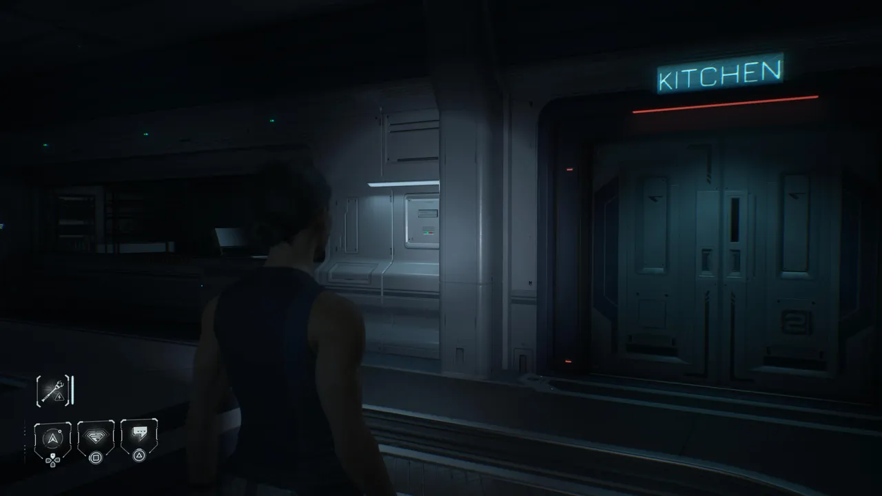 The Kitchen is easy to spot. The locked pantry door is inside, waiting for the code you just found.
