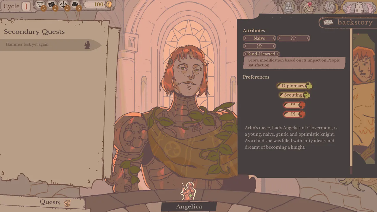Each knight has their unique attributes and preferences.