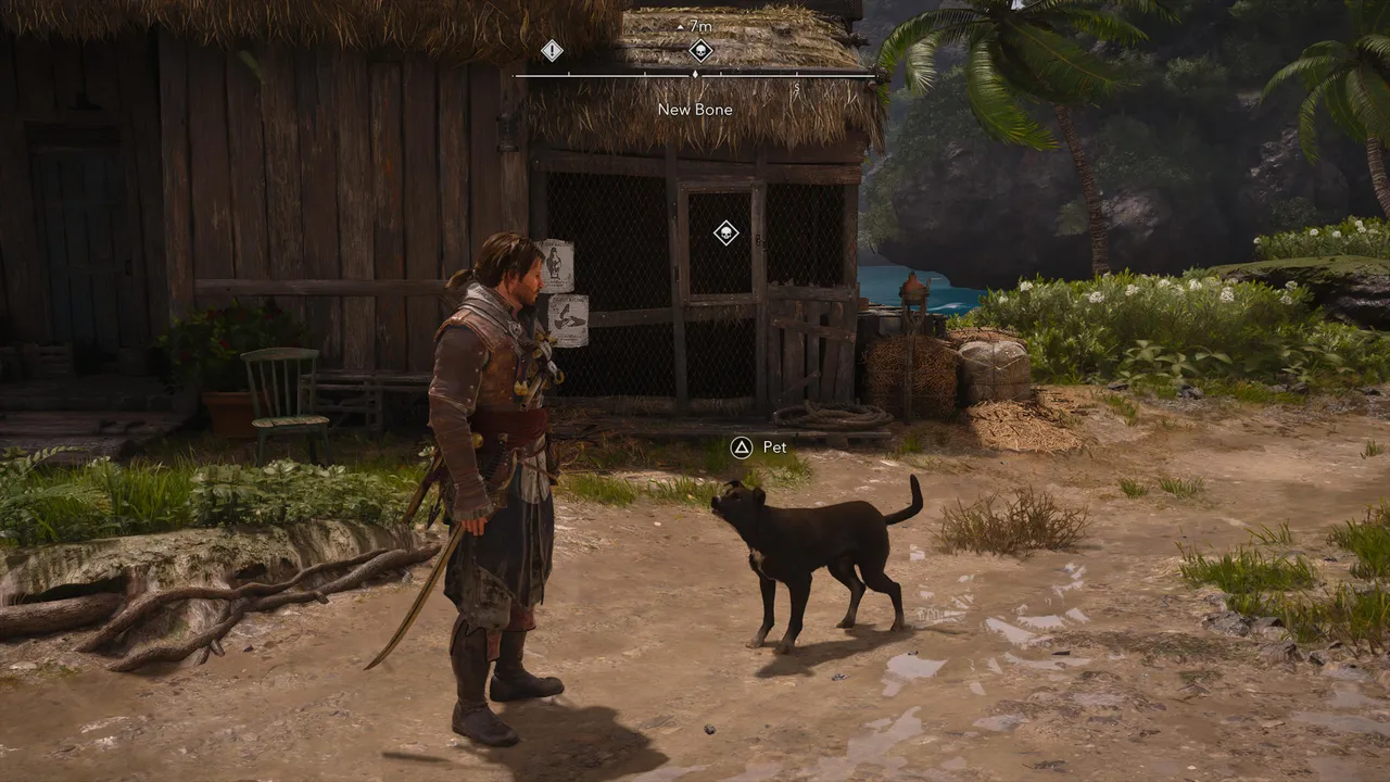 Dogs can be found across virtually every settlement in the game. Walk up and interact with one early on to tick this off the list without any detour.
