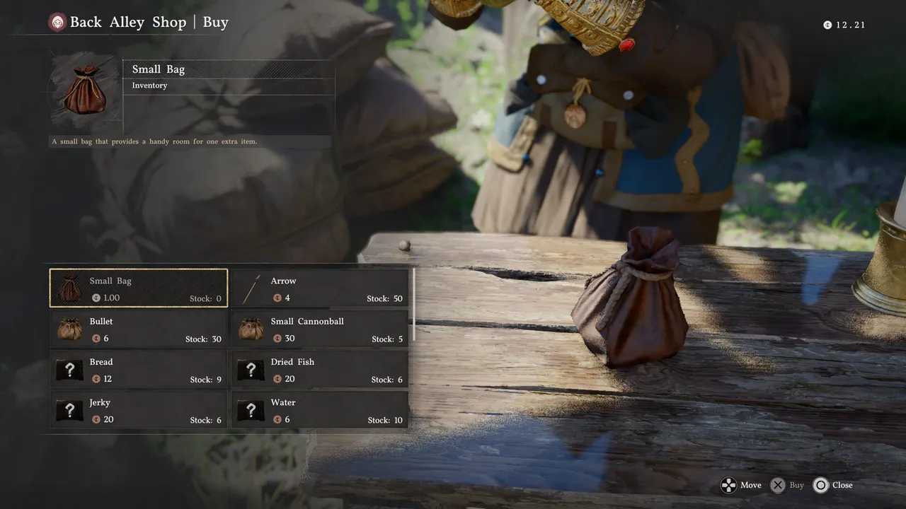 Small Bags cost just a handful of copper coins each and can be picked up from most merchants. They only add one slot apiece, but they're available early and often