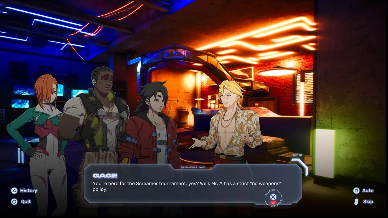 Screamer features a unique dialogue screen for the Tournament mode.