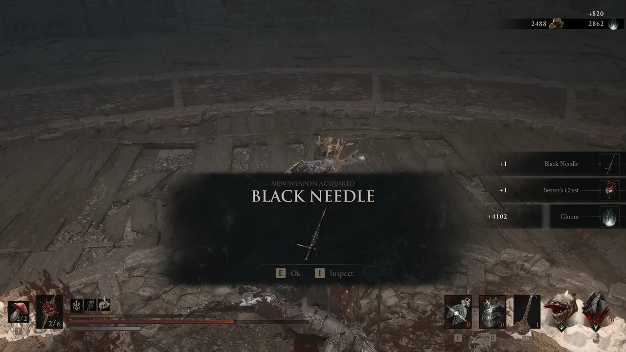 Defeating Stray Sesters rewards the Black Needle
