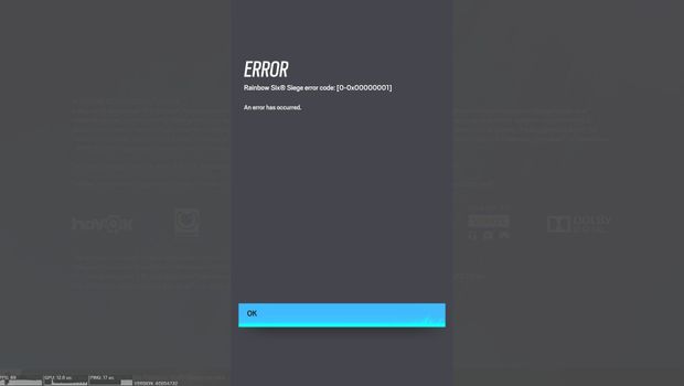 Rainbow Six Siege - How to fix error code 0-0x00000001