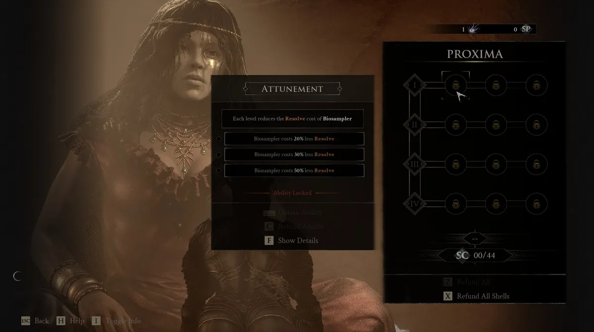 Proxima, The Broodseer's Ability upgrade tree
