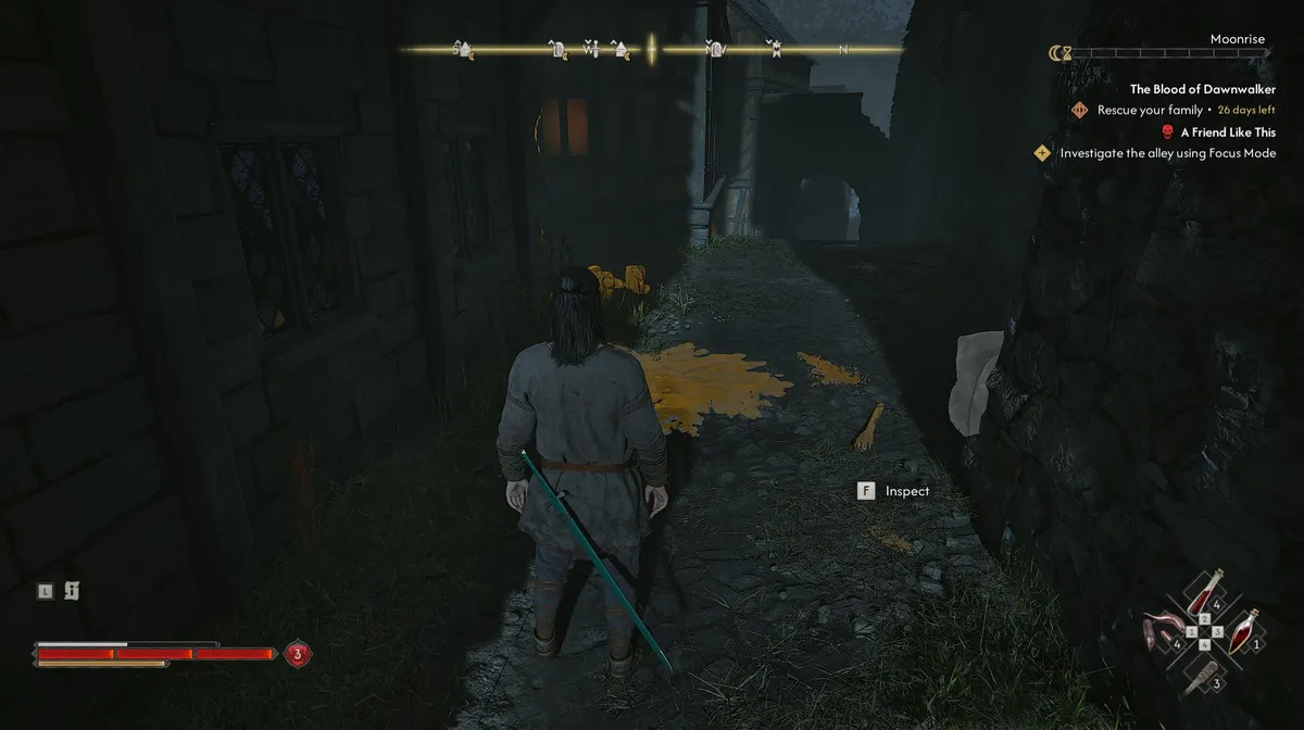 The Blood of Dawnwalker: Crake - investigate the alley