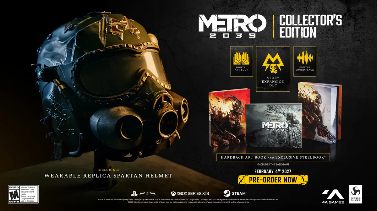 Metro 2039 pre-orders are open, and the Collector’s Edition includes a wearable Spartan Helmet