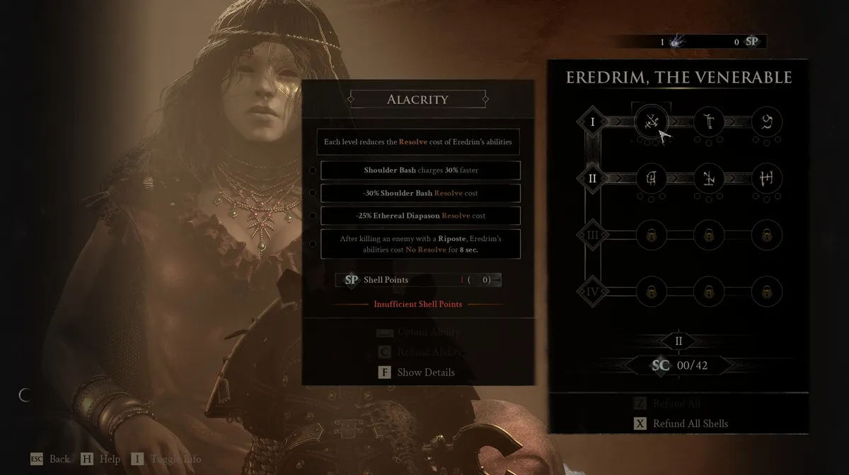 Eredrim, The Venerable's Ability upgrade tree
