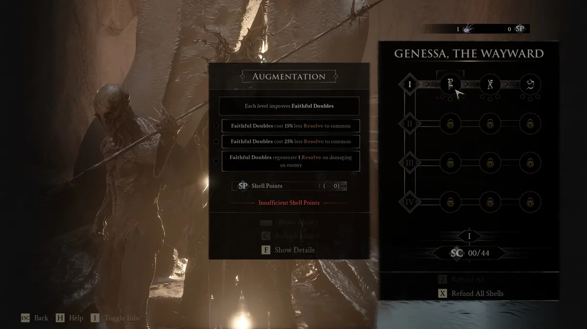 Genessa, The Wayward's Ability upgrade tree