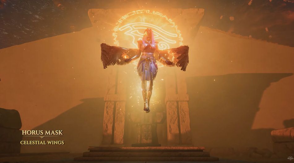 Horus Mask grants aerial combat abilities whilst customisable airships traverse desert landscapes