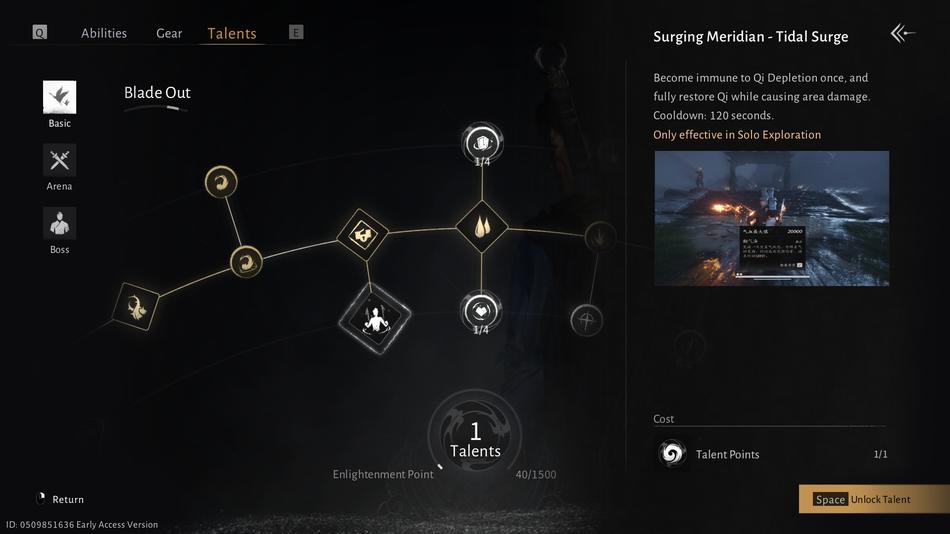 Where Winds Meet - Talents Screen