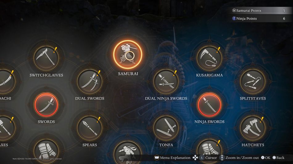 Nioh 3: Stances can be unlocked within the 'Samurai' skill tree
