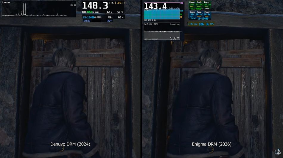 Resident Evil 4 Remake - Denuvo performance vs Enigma