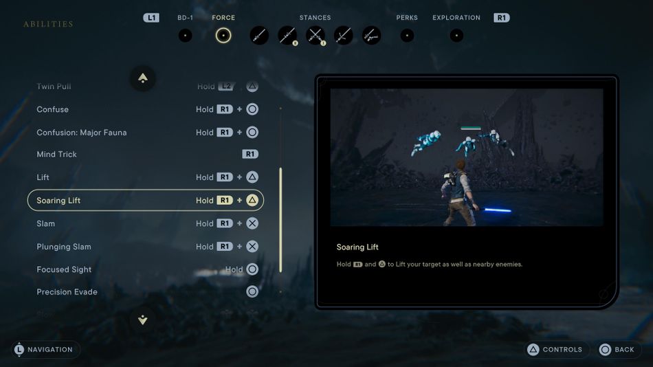 Star Wars Jedi: Survivor - The Lift ability is requires for unlocking the "Get Down From There" Trophy