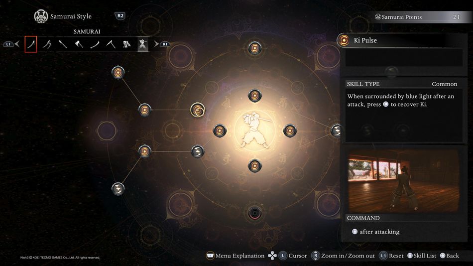 Nioh 3: Ki Pulse and Mist abilities