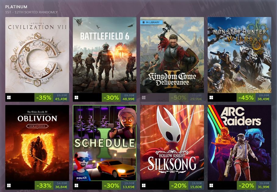 Platinum tier of Steam's most-revenued games