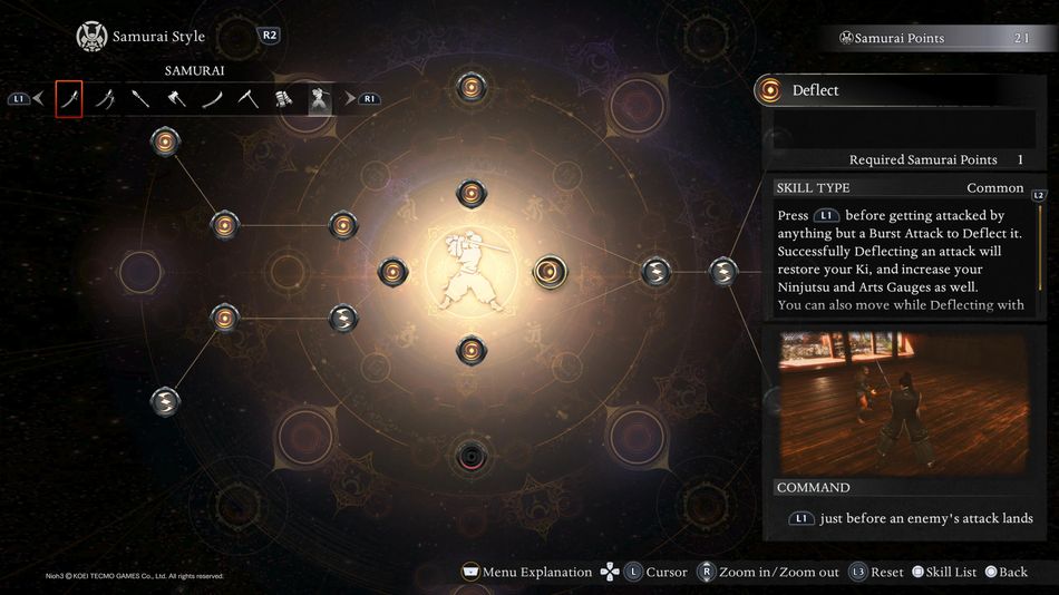 Nioh 3: The deflect skill should be unlocked immediately